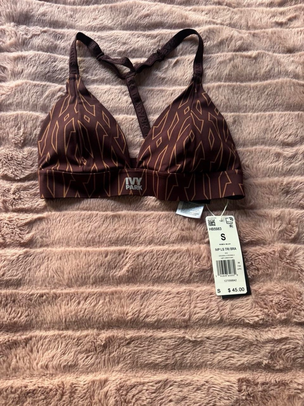 IVY PARK Brown Geometric Racerback Bralette